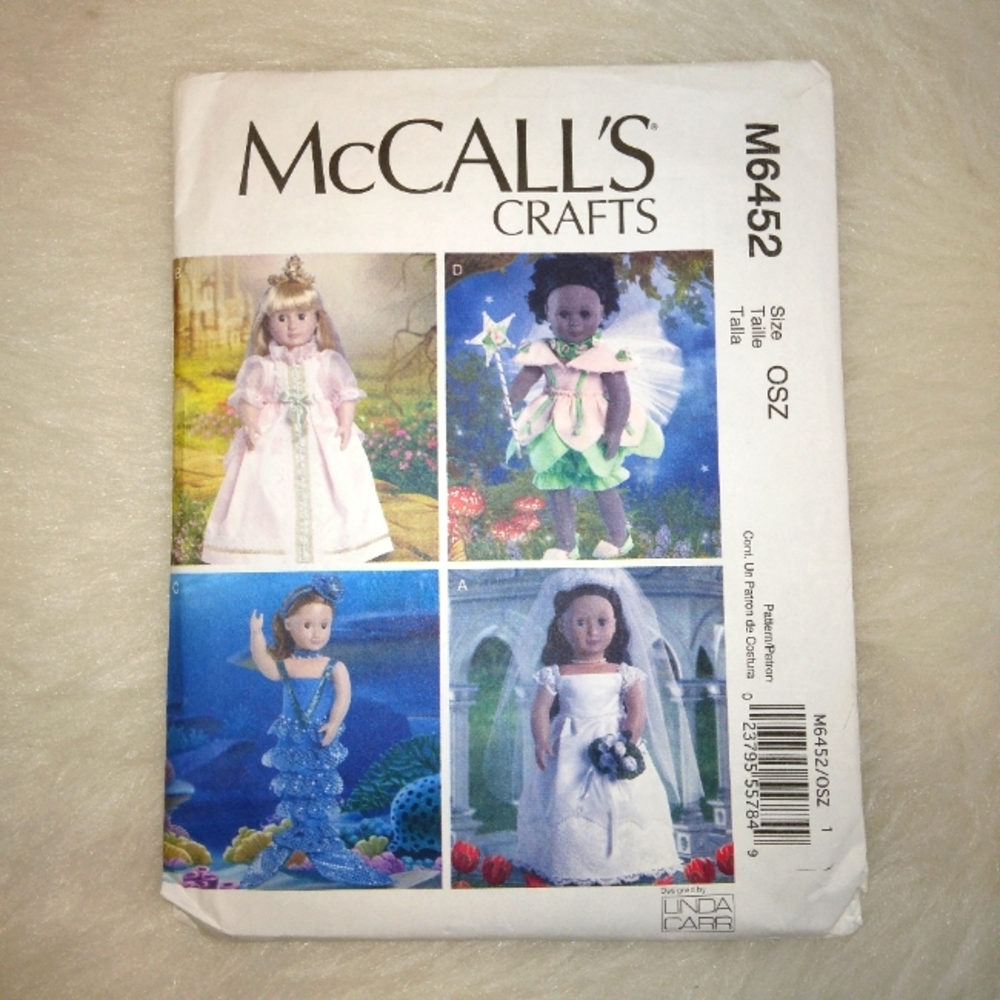 McCall's M6452 Costumes for American Girl Doll Princess Fairy Mermaid Br…